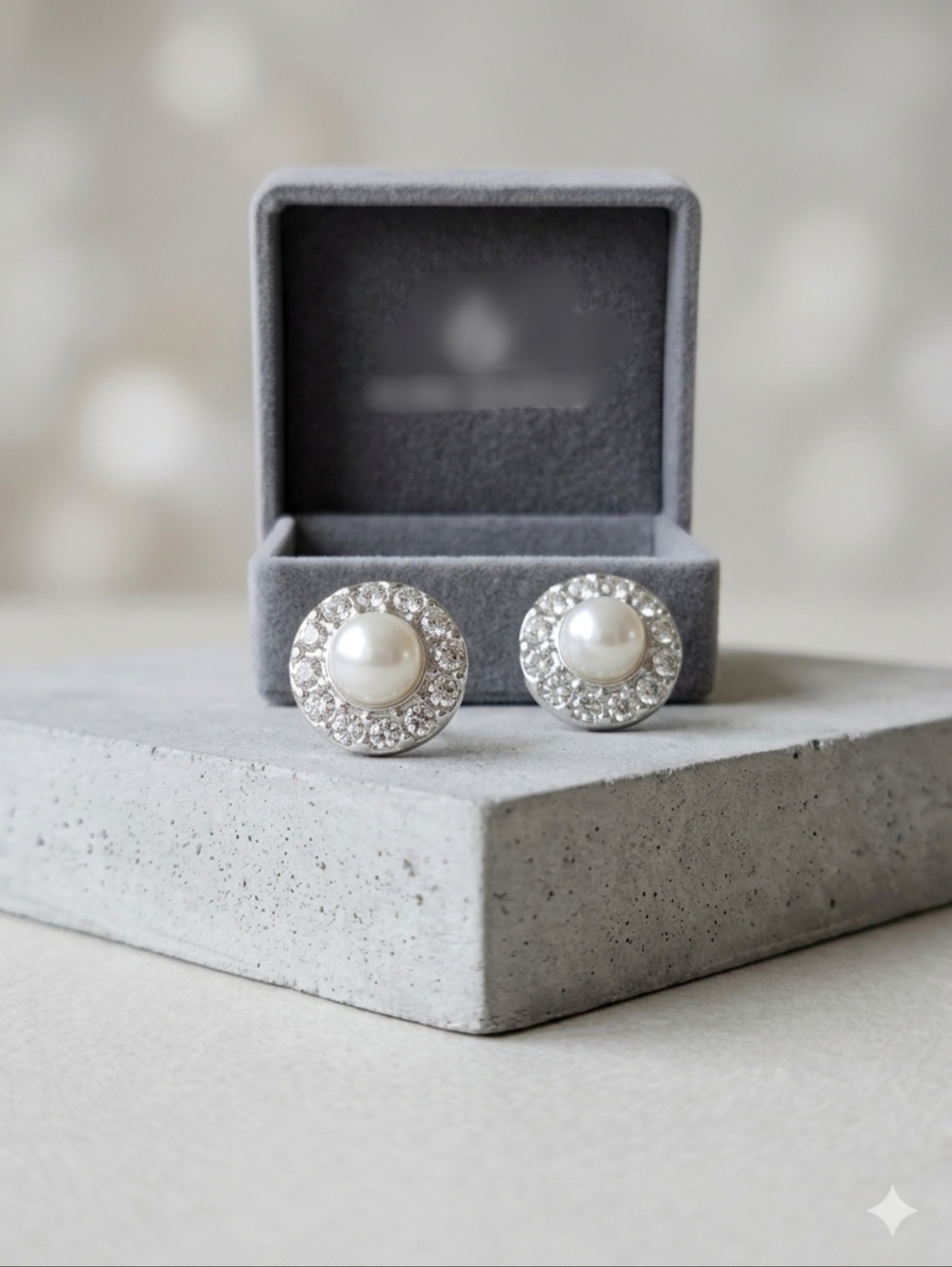 Classic NWT Imitation Pearl and Crystal Halo Stud Earrings - Made With Swarovski